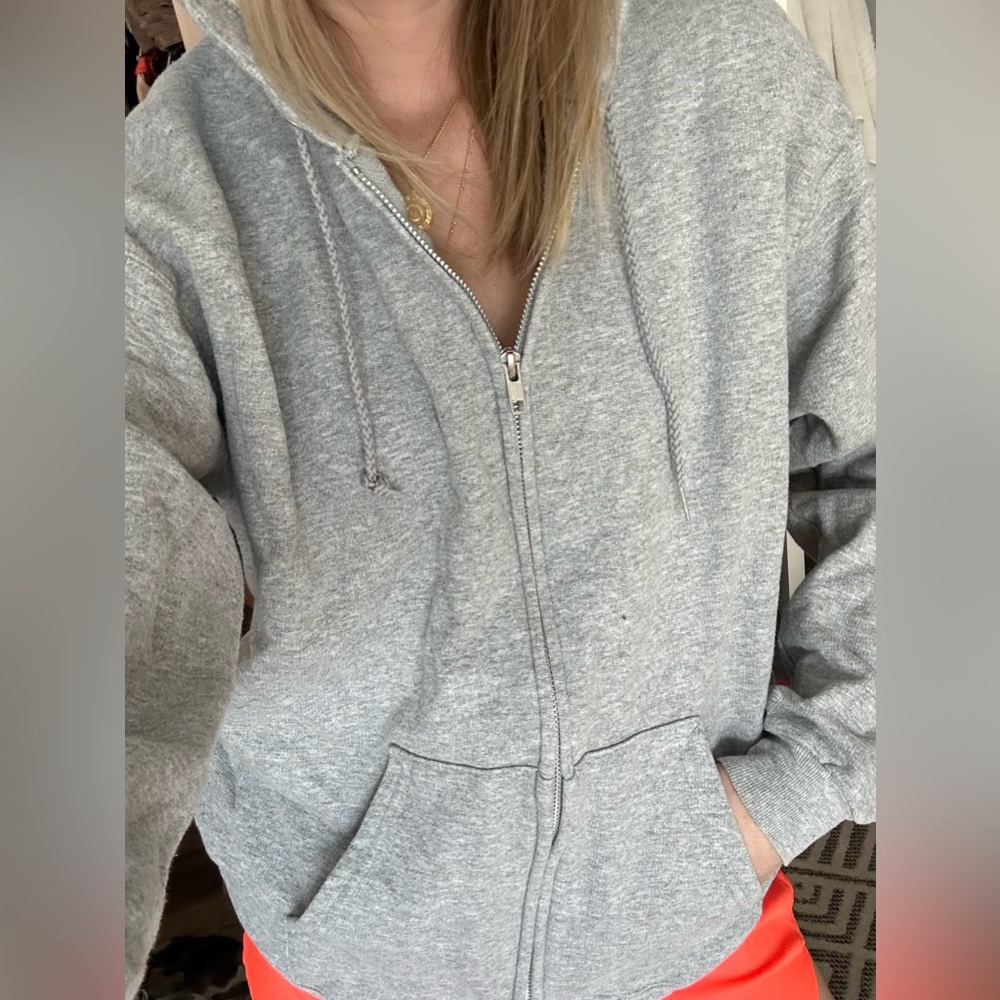 Grey zip up hoodie